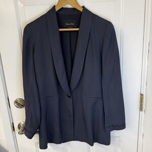 Massimo Dutti Navy Blue Blazer Sz 4 Office Siren Luxury Tailored Chic